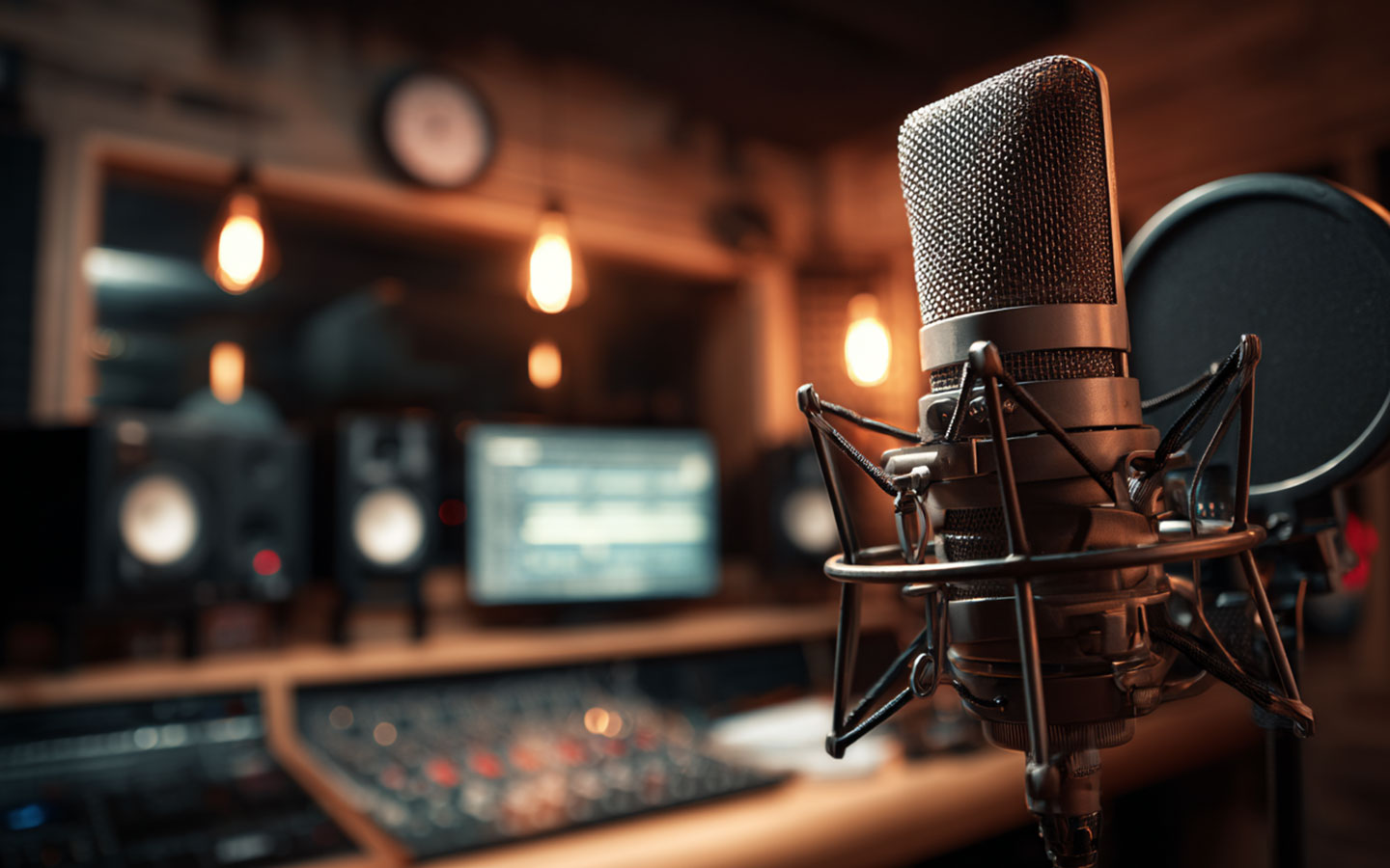 スタジオQのプロ仕様マイクと最適化された音響環境のイメージ